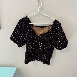 Madewell Black Blouse with Dots